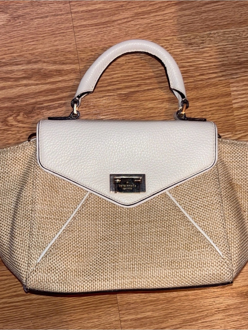 kate spade White and Natural Woven Satchel